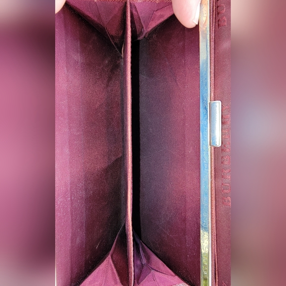 Burberry Beige & Burgundy Canvas Leather Nova Check Long Wallet - Picture 15 of 16